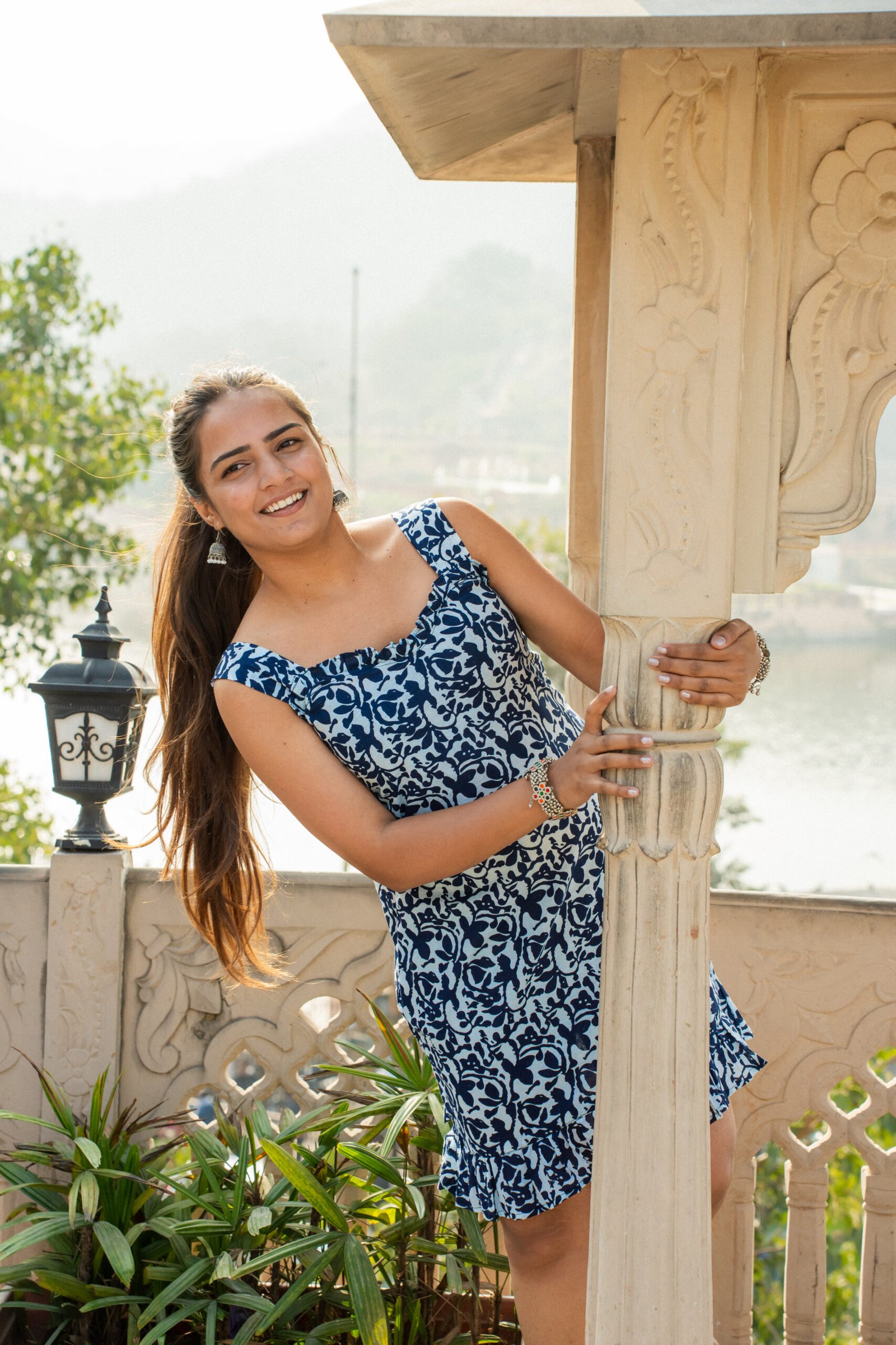 Blue Bloom A-Line Summer Dress