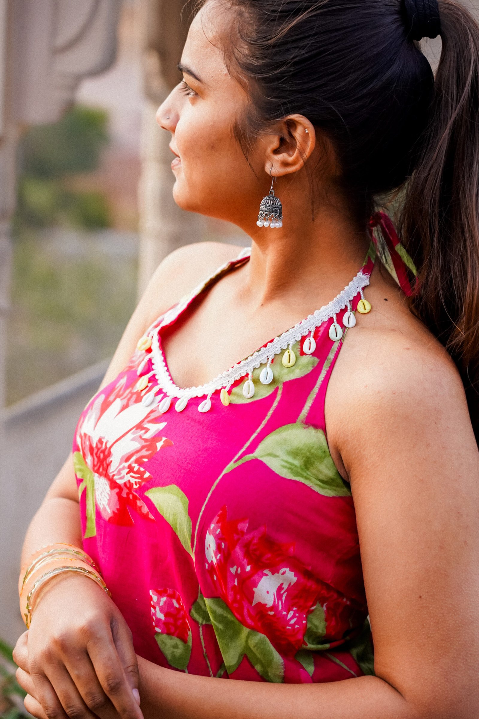 Pink Floral Halter Top
