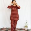 Maroon & Beige Printed Cotton Co-Ord Set