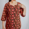 Black & Red Floral Printed Cotton Top