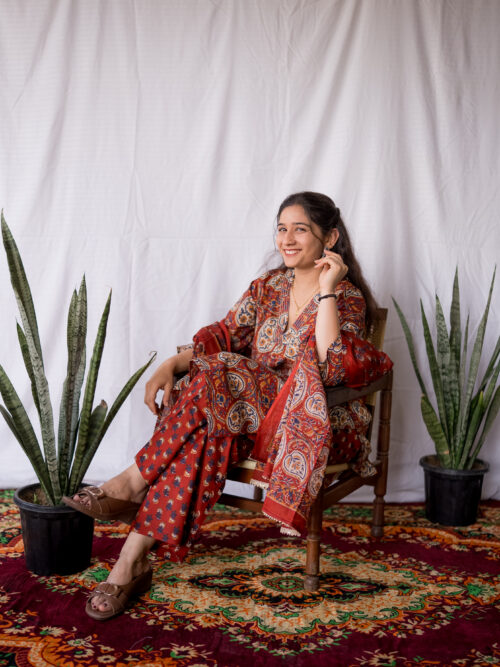 Rust Paisley Charm Kurta Set