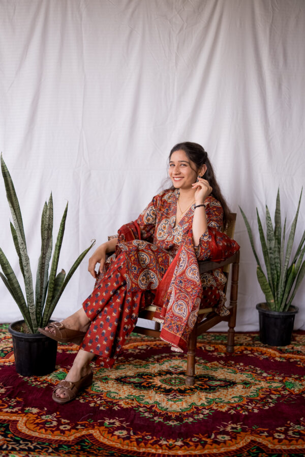 Rust Paisley Charm Kurta Set